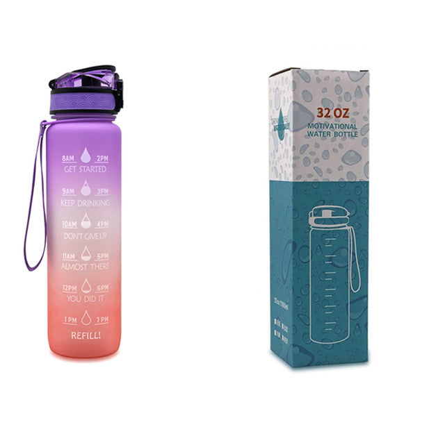 1L Tritan Water Bottle With Time Marker Bounce Cover Motivational Water Bottle