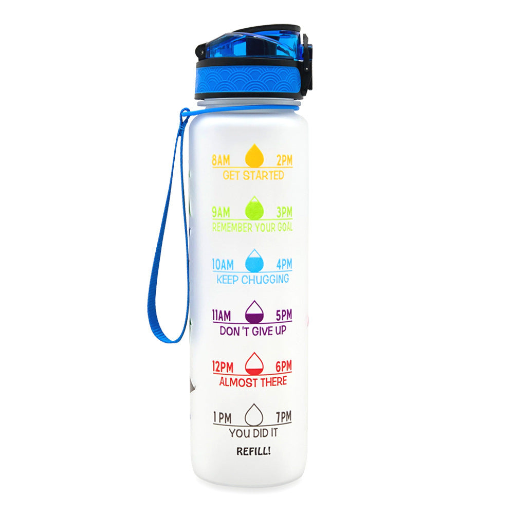1L Tritan Water Bottle With Time Marker Bounce Cover Motivational Water Bottle