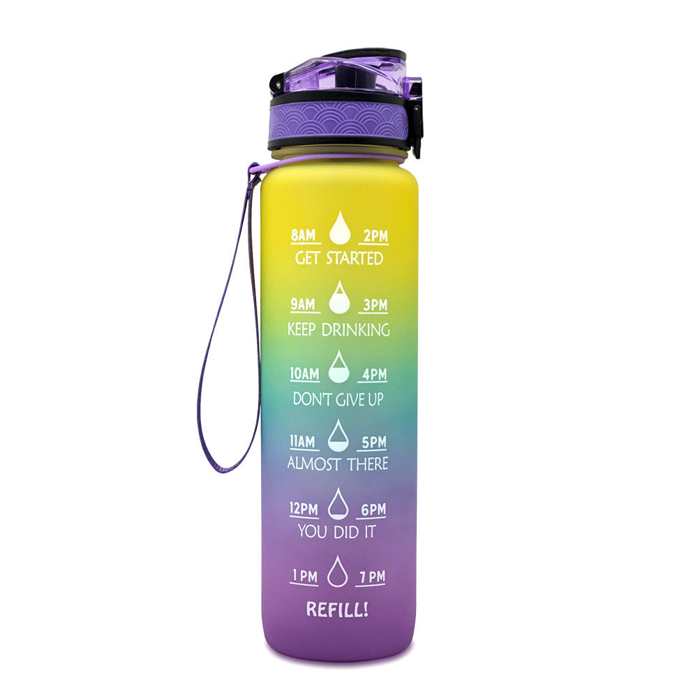 1L Tritan Water Bottle With Time Marker Bounce Cover Motivational Water Bottle