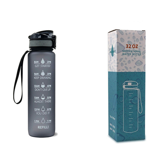1L Tritan Water Bottle With Time Marker Bounce Cover Motivational Water Bottle