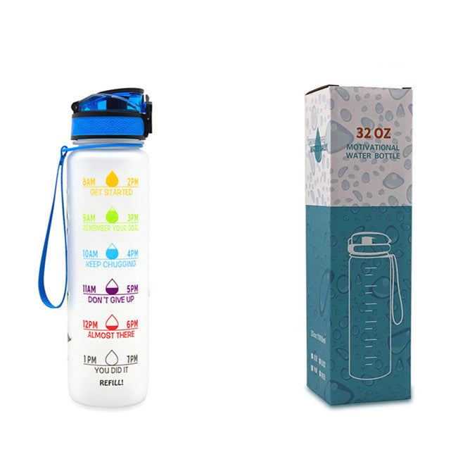 1L Tritan Water Bottle With Time Marker Bounce Cover Motivational Water Bottle