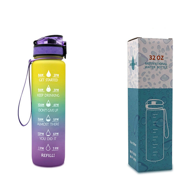 1L Tritan Water Bottle With Time Marker Bounce Cover Motivational Water Bottle