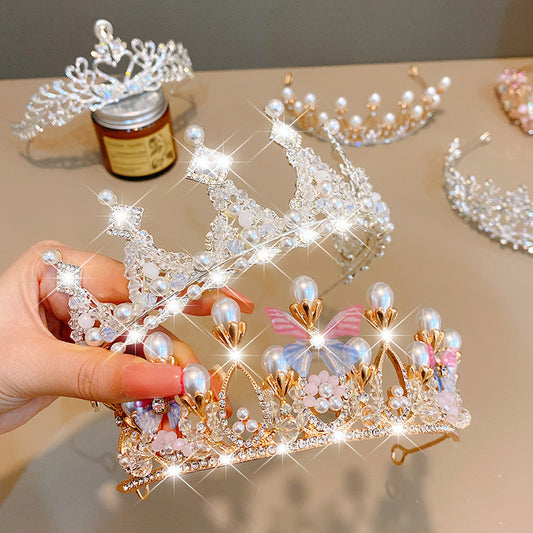 Multicolor Pearl Crown Banquet Birthday Fashion Princess Headband Girl Kawaii Crown