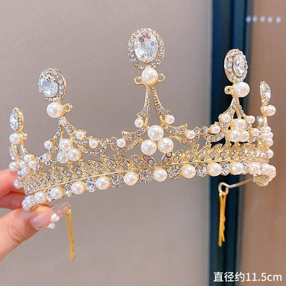 Multicolor Pearl Crown Banquet Birthday Fashion Princess Headband Girl Kawaii Crown