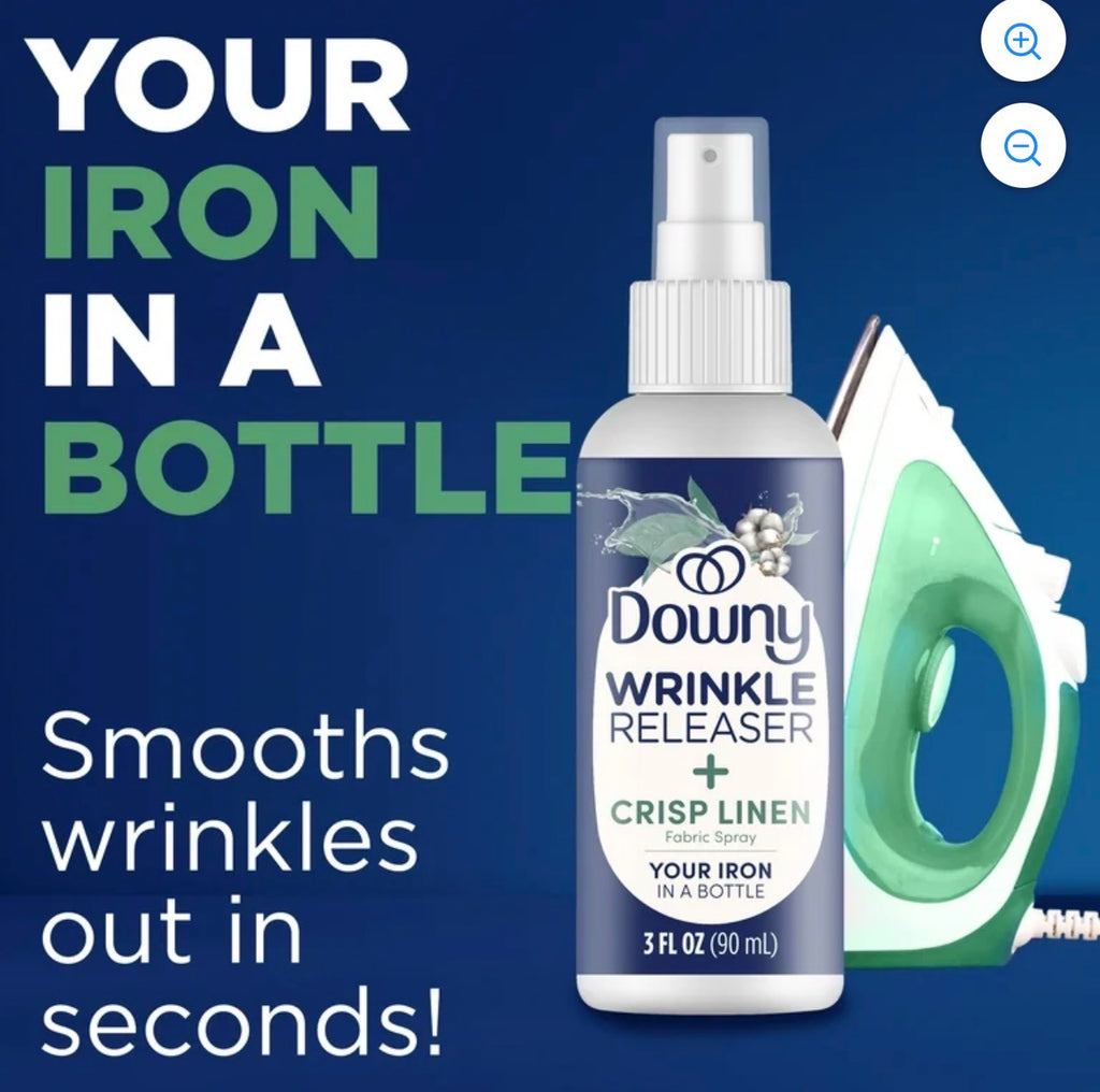 Downy Wrinkle Releaser and Refresher Fabric Spray, Crisp Linen Scent, Travel Size, 3 fl oz