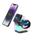 4 In 1 Rotatable Colorful Lighting Wireless Charger Stand For Phone 15 14 13 12 Pro Max