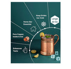 Large 18 oz, Moscow Mule Copper Mug | Solid Handcrafted 100% Pure Copper Cup - Inside & Out | Keeps Drinks Super Cold | Tankard Beer Stein Mug | Best Gift for Moscow Mule Lovers