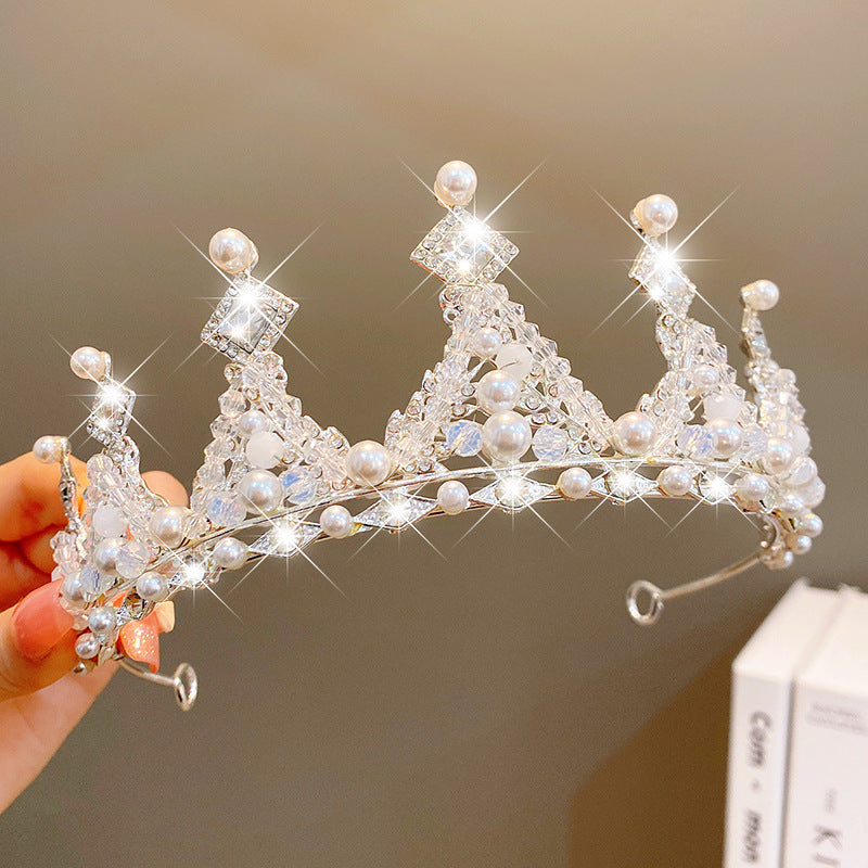 Multicolor Pearl Crown Banquet Birthday Fashion Princess Headband Girl Kawaii Crown