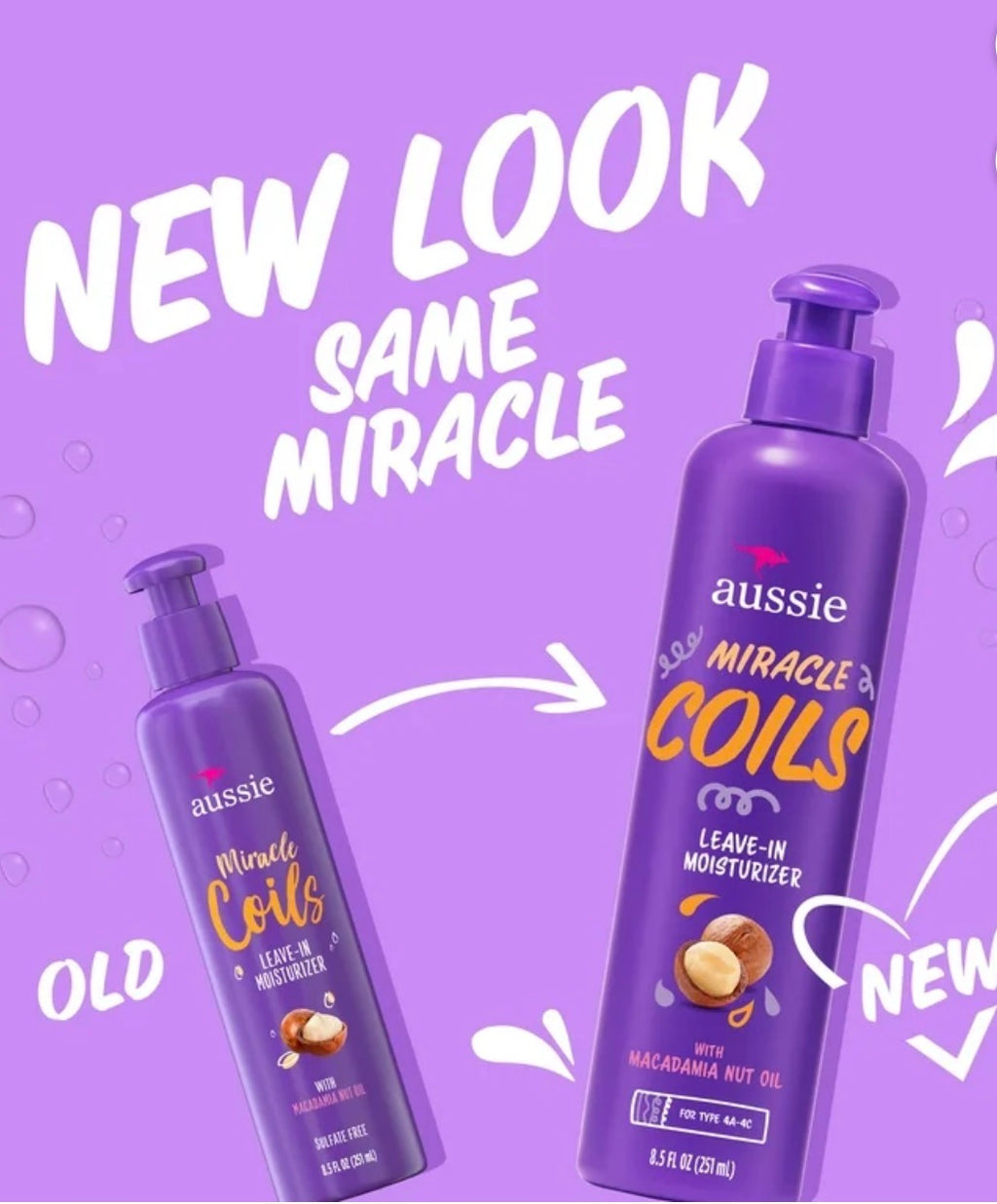 5 pack Aussie Miracle Coils Leave-in Moisturizer with Macadamia Nut Oil, Sulfate Free, Coily Hair 8.5 fl oz