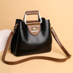 Large Capacity Totes Middle-aged High-grade Soft Leather Shoulder