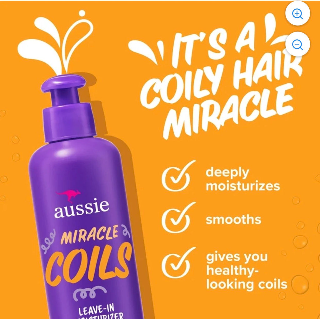 5 pack Aussie Miracle Coils Leave-in Moisturizer with Macadamia Nut Oil, Sulfate Free, Coily Hair 8.5 fl oz