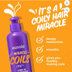 5 pack Aussie Miracle Coils Leave-in Moisturizer with Macadamia Nut Oil, Sulfate Free, Coily Hair 8.5 fl oz