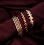 Art Of Creation Pure Copper Bracelet Set Of 3 Tibetan Handmade Cuff And Kada For Men And Women Adjustable Bangle (Style 10)