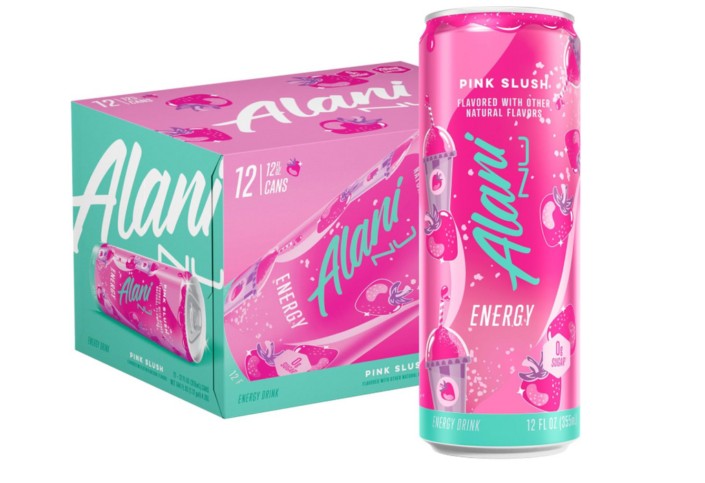 Alani Nu PINK SLUSH, Sugar Free, Low Calorie Energy Drinks, 200mg Caffeine, Biotin, B Vitamins, Zero Sugar, 10 Calories, 12 Fl Oz Cans, 12 Pack