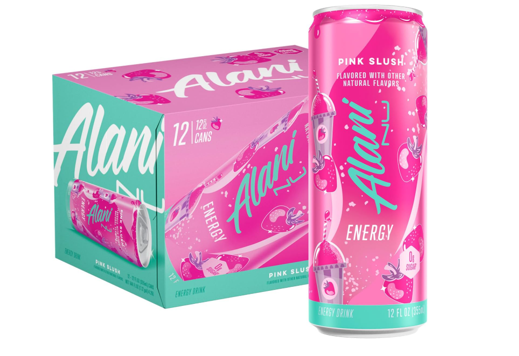Alani Nu PINK SLUSH, Sugar Free, Low Calorie Energy Drinks, 200mg Caffeine, Biotin, B Vitamins, Zero Sugar, 10 Calories, 12 Fl Oz Cans, 12 Pack