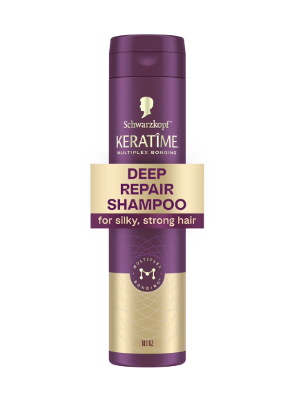 Schwarzkopf KERATIME Deep Repair Shampoo for Dry, Damaged Hair, 10.1 fl oz
