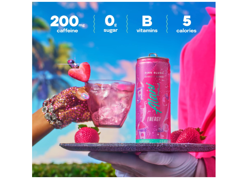 Alani Nu PINK SLUSH, Sugar Free, Low Calorie Energy Drinks, 200mg Caffeine, Biotin, B Vitamins, Zero Sugar, 10 Calories, 12 Fl Oz Cans, 12 Pack