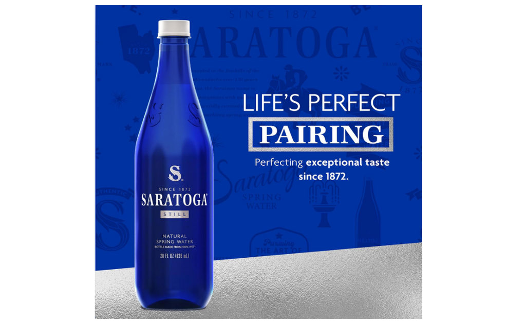 Saratoga Spring Water Bottles, 12 Pack – Still Bottled Water – Recycled PET Plastic Bottles – 28 Fl Oz