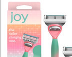 joy Female Razor Handle and 2 Blade Refill Cartridges, Color-changing