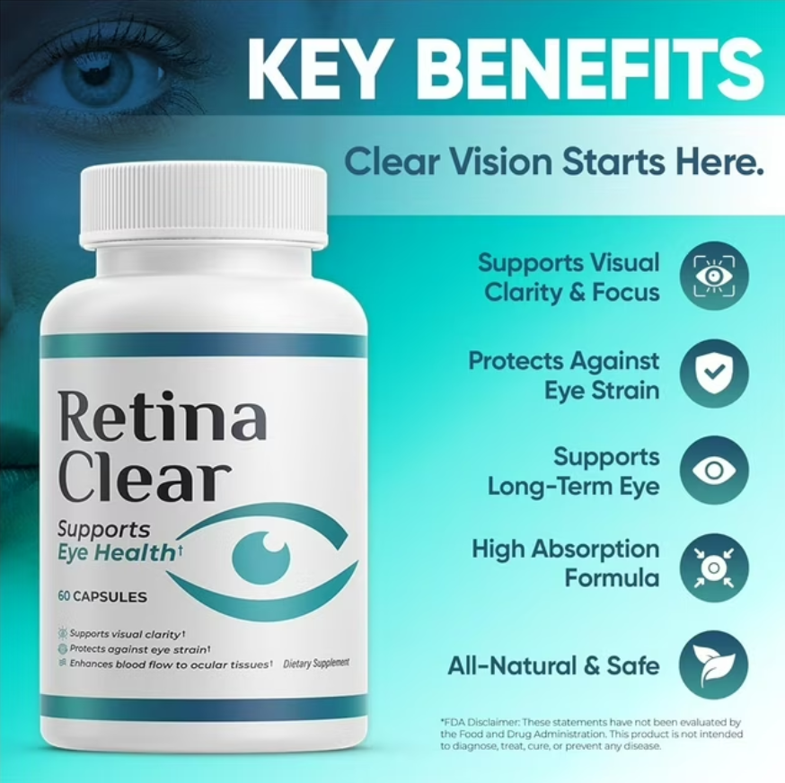 Retina Clear Vision Support Supplement, Eye Health Formula, 60 Capsules, 30 Days Supply, Makeup Organizers