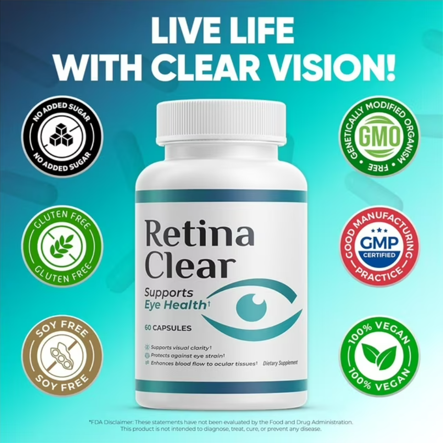 Retina Clear Vision Support Supplement, Eye Health Formula, 60 Capsules, 30 Days Supply, Makeup Organizers