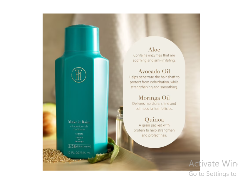 TPH BY TARAJI Make it Rain Hydrating Deep Conditioner With Aloe Vera, Avocado Oil, & Moringa Oil For All Hair Types | Detangler For Curly, Coily & Wavy Hair | Color Safe & Sulfate Free, 12 oz.