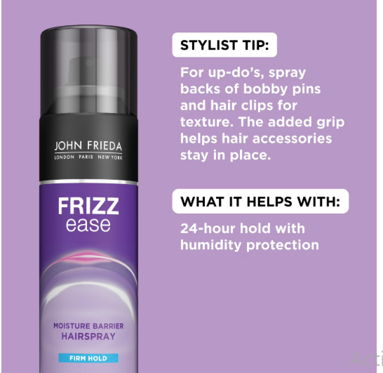 John Frieda Frizz Ease Moisture Barrier Firm Hold Styling Hairspray, Anti Frizz Control, 12 oz