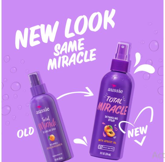 Aussie Total Miracle Hair Detangling Spray with Apricot Oil for All Hair Types, 8 fl oz