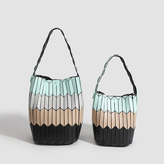 Geometric Rhombus Color Matching Shoulder Bag