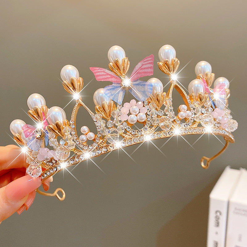 Multicolor Pearl Crown Banquet Birthday Fashion Princess Headband Girl Kawaii Crown