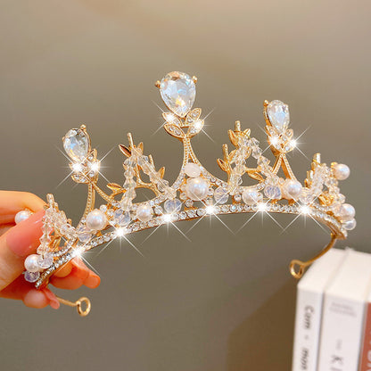 Multicolor Pearl Crown Banquet Birthday Fashion Princess Headband Girl Kawaii Crown